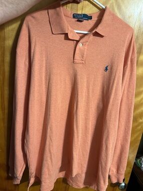 Polo by Ralph Lauren Long Sleeve Polo in Peach